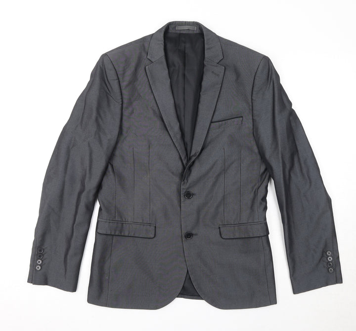 OneSixFive Mens Grey Polyester Jacket Suit Jacket Size 38 Regular