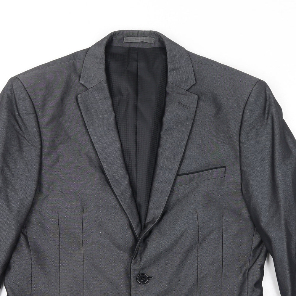 OneSixFive Mens Grey Polyester Jacket Suit Jacket Size 38 Regular
