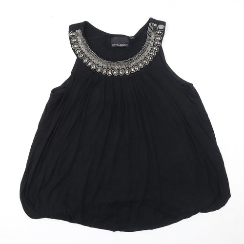 Cynthia Rowley Womens Black Viscose Basic Blouse Size 12 Scoop Neck