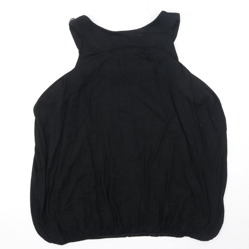 Cynthia Rowley Womens Black Viscose Basic Blouse Size 12 Scoop Neck