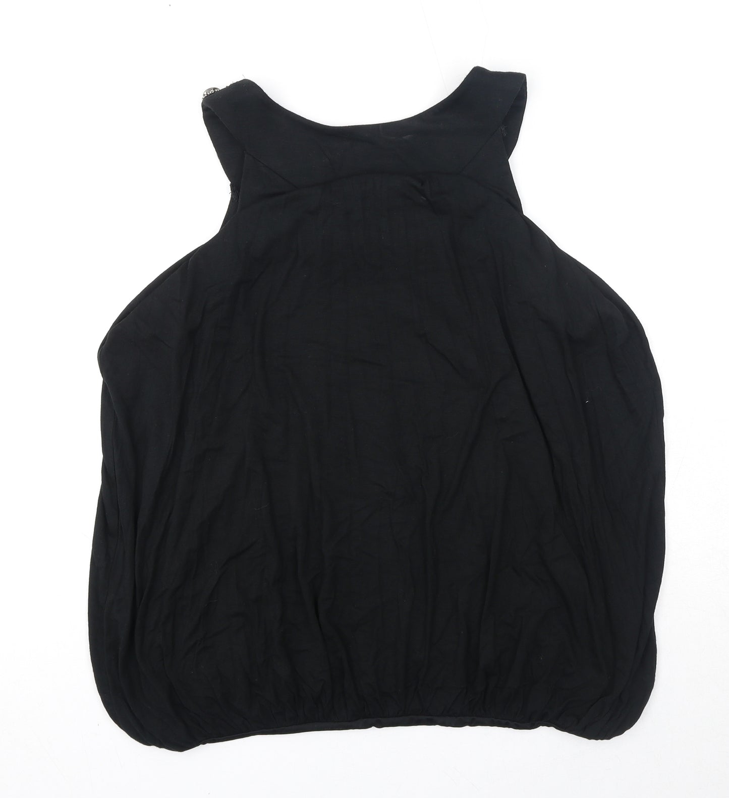 Cynthia Rowley Womens Black Viscose Basic Blouse Size 12 Scoop Neck