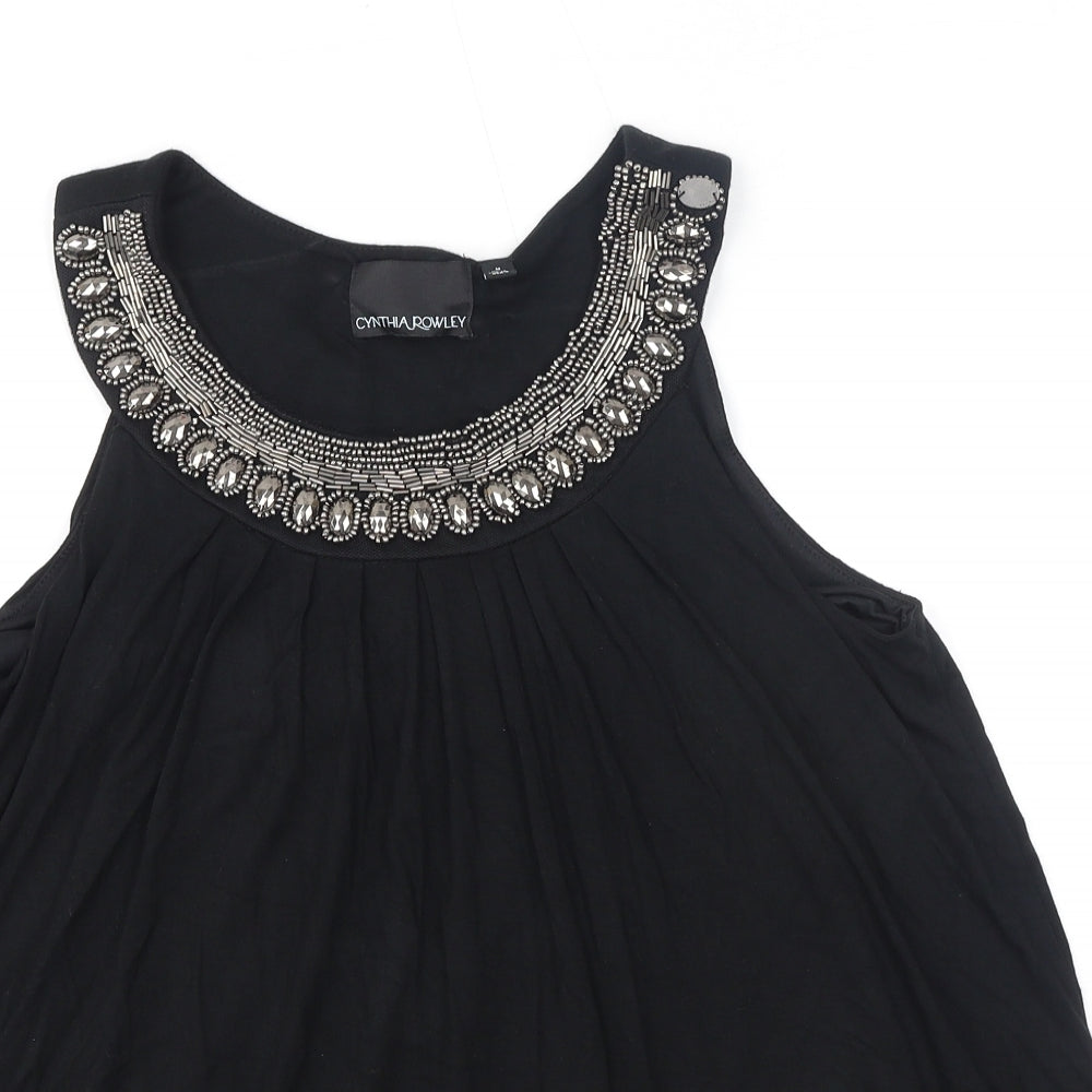 Cynthia Rowley Womens Black Viscose Basic Blouse Size 12 Scoop Neck