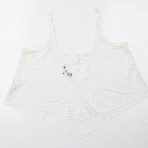 New Look Womens White Geometric Viscose Cropped Tank Size 14 V-Neck