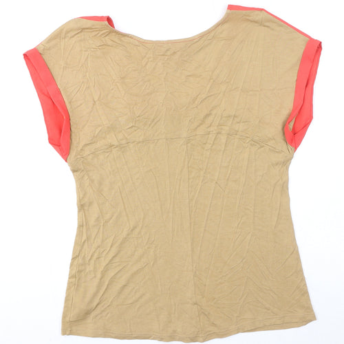 NEXT Womens Brown Viscose Basic T-Shirt Size 12 V-Neck