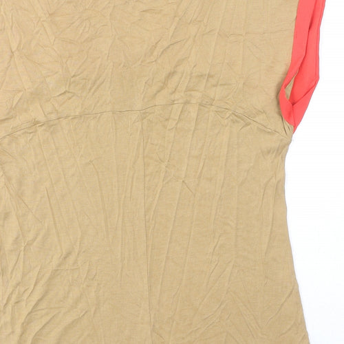 NEXT Womens Brown Viscose Basic T-Shirt Size 12 V-Neck