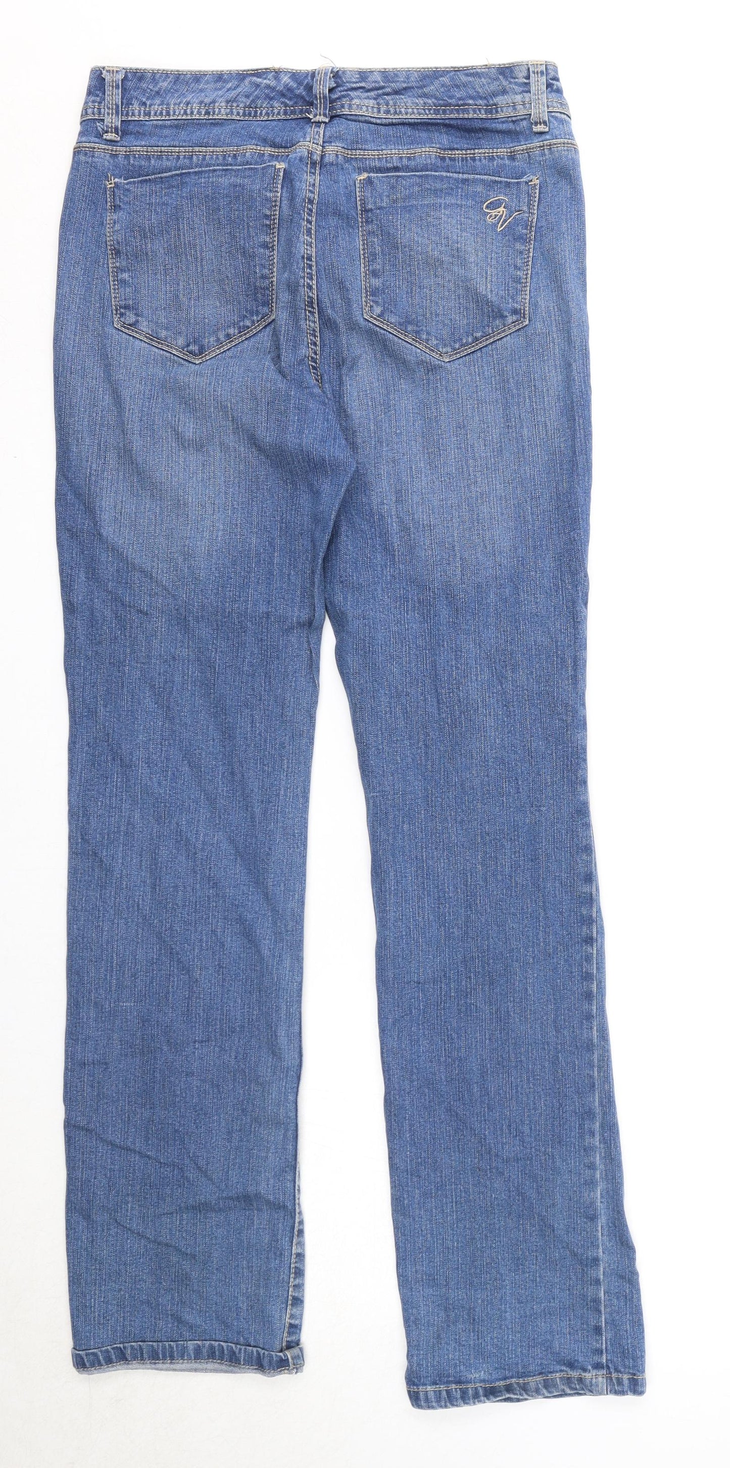 Gloria Vanderbilt Womens Blue Cotton Straight Jeans Size 6 Regular Zip