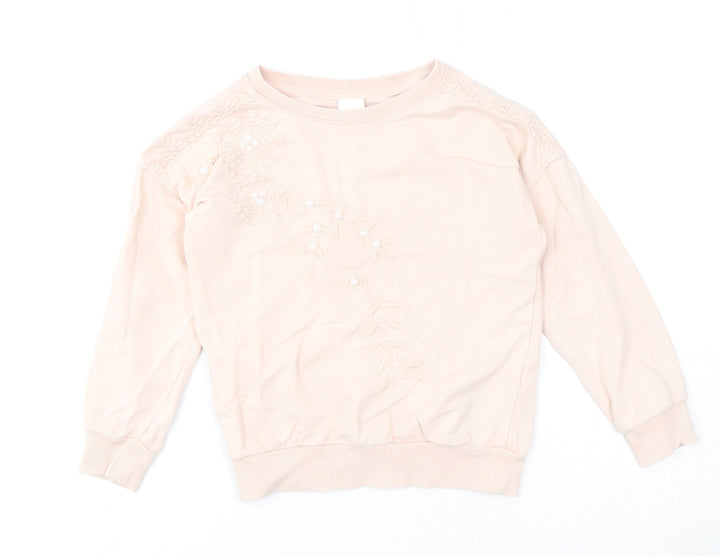 NEXT Girls Pink Cotton Pullover Sweatshirt Size 6 Years Pullover