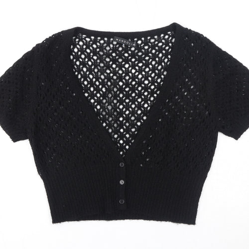 Mandolin Womens Black V-Neck Acrylic Cardigan Jumper Size 12