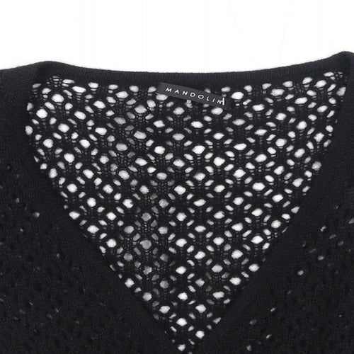 Mandolin Womens Black V-Neck Acrylic Cardigan Jumper Size 12