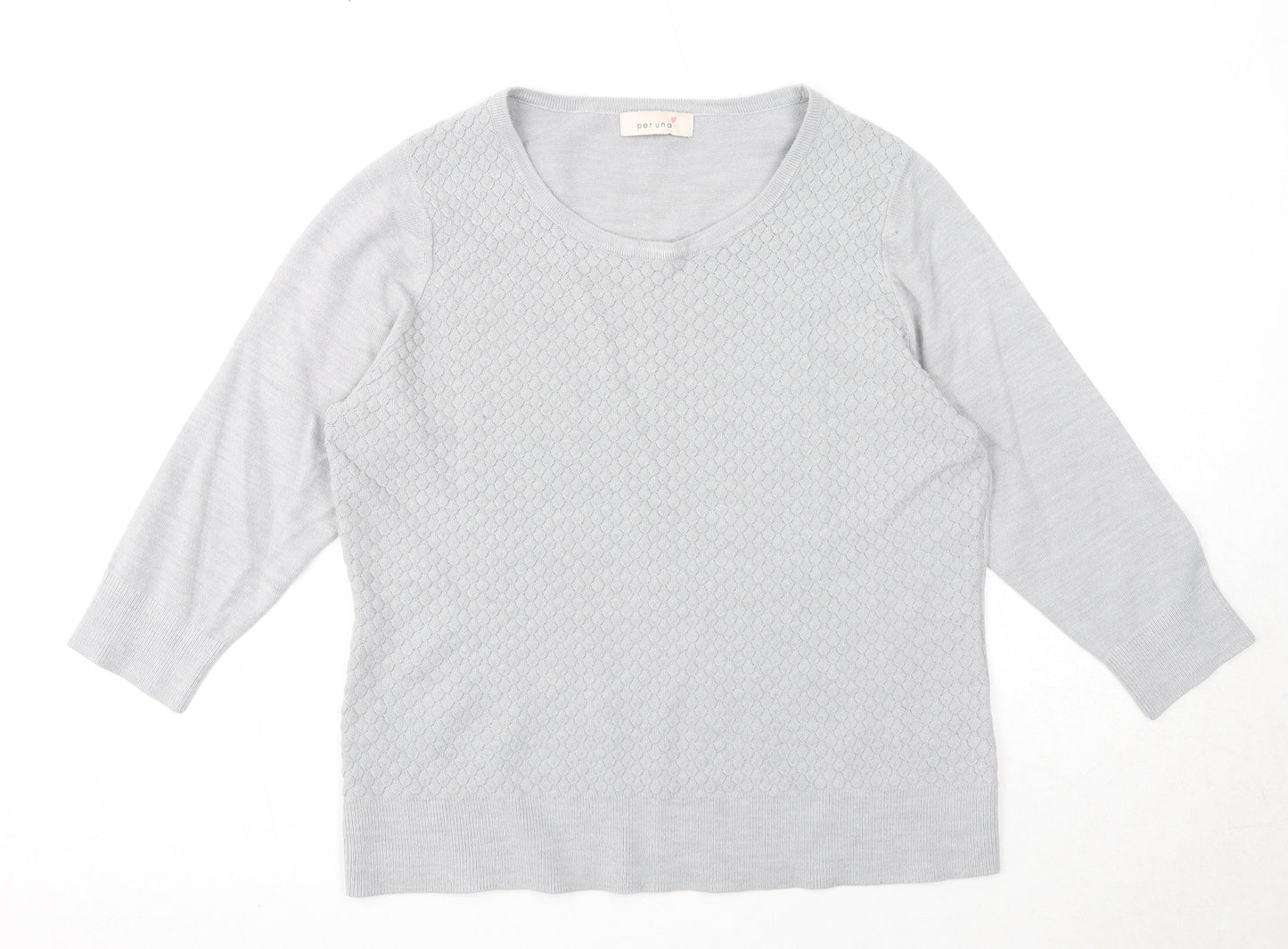 Marks and Spencer Womens Grey Round Neck Acrylic Pullover Jumper Size 16