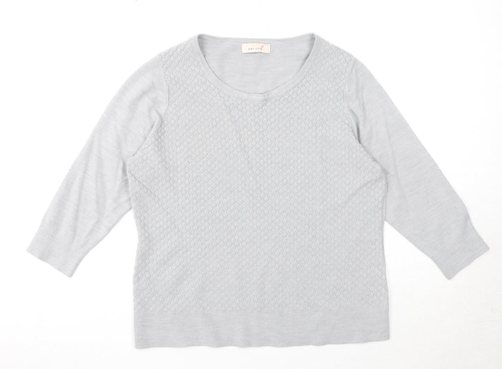 Marks and Spencer Womens Grey Round Neck Acrylic Pullover Jumper Size 16