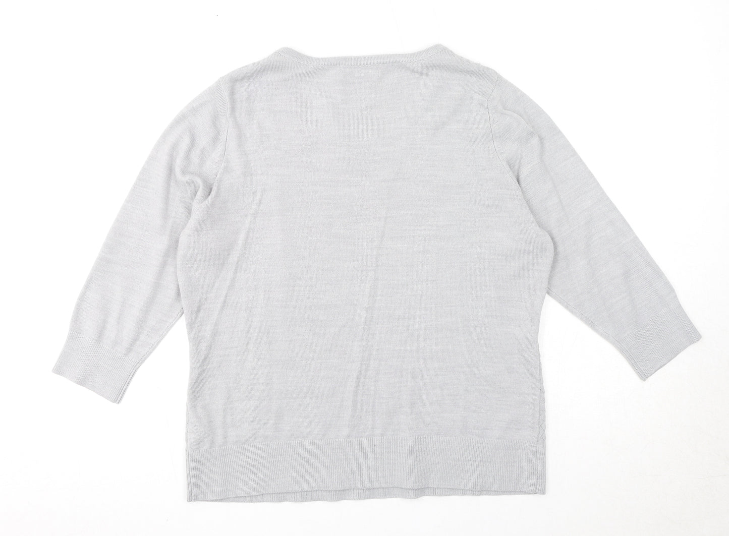 Marks and Spencer Womens Grey Round Neck Acrylic Pullover Jumper Size 16