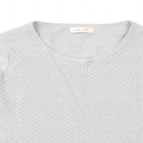 Marks and Spencer Womens Grey Round Neck Acrylic Pullover Jumper Size 16