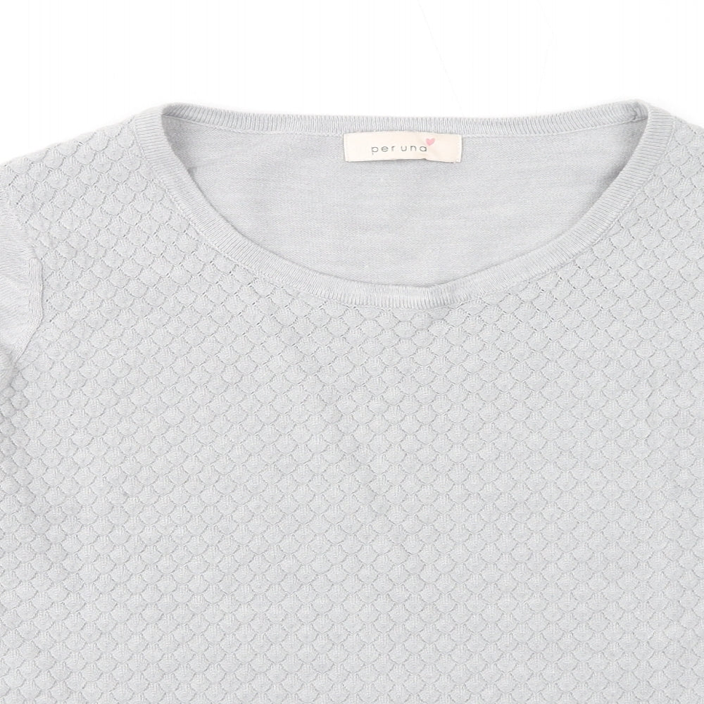 Marks and Spencer Womens Grey Round Neck Acrylic Pullover Jumper Size 16