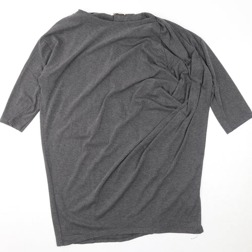 Bellambia Womens Grey Polyester Basic T-Shirt Size L Round Neck