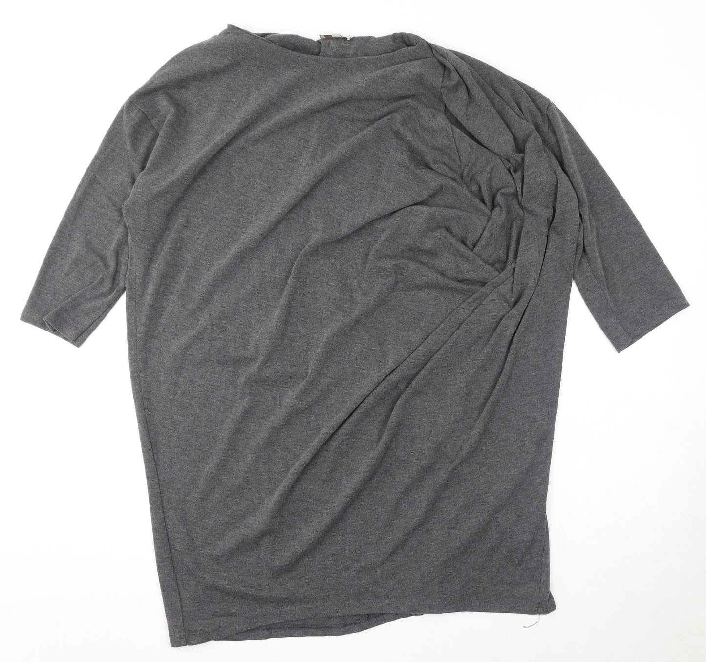 Bellambia Womens Grey Polyester Basic T-Shirt Size L Round Neck