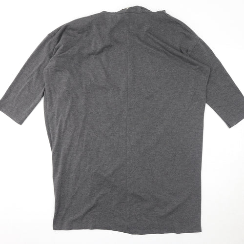 Bellambia Womens Grey Polyester Basic T-Shirt Size L Round Neck