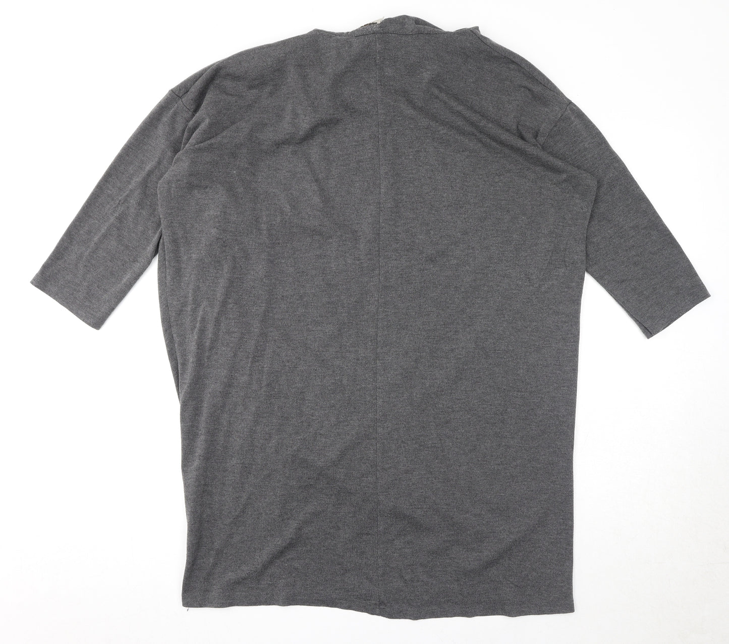 Bellambia Womens Grey Polyester Basic T-Shirt Size L Round Neck