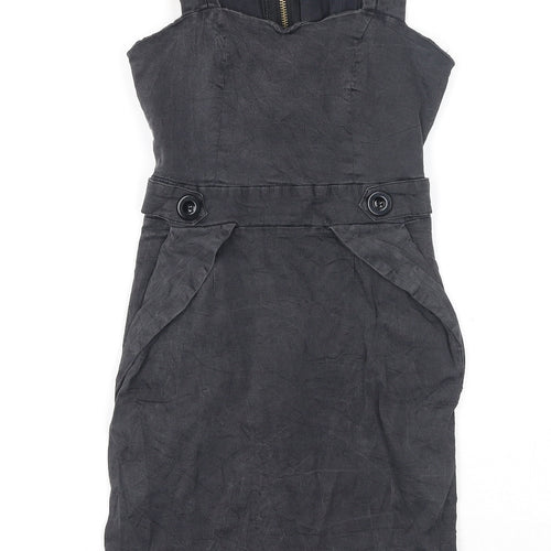 Apricot Womens Black Polyester A-Line Size XS Square Neck Zip