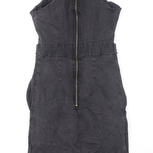 Apricot Womens Black Polyester A-Line Size XS Square Neck Zip