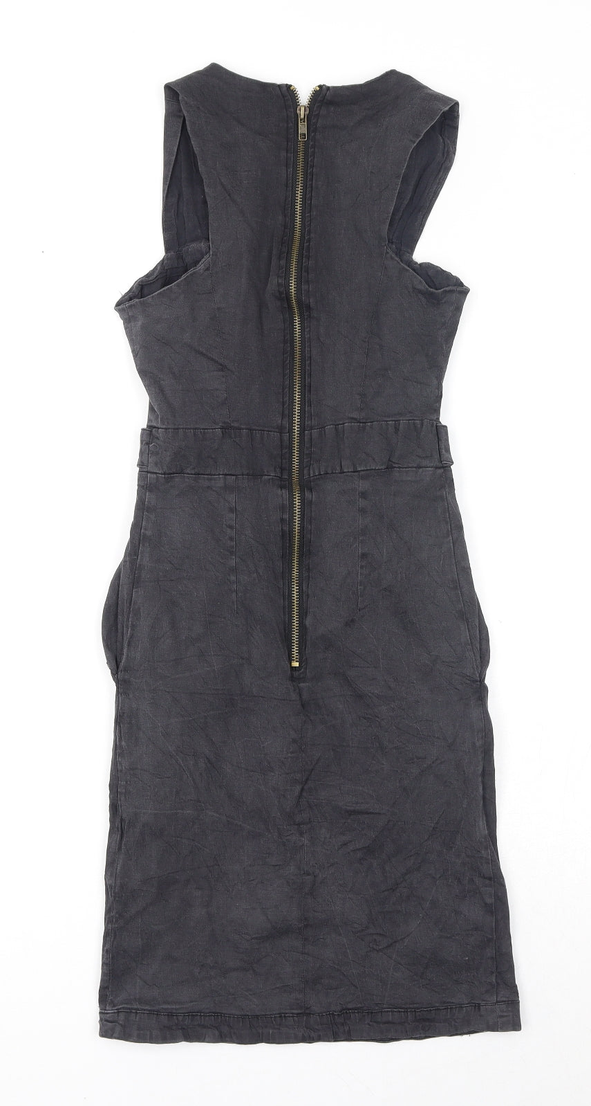 Apricot Womens Black Polyester A-Line Size XS Square Neck Zip