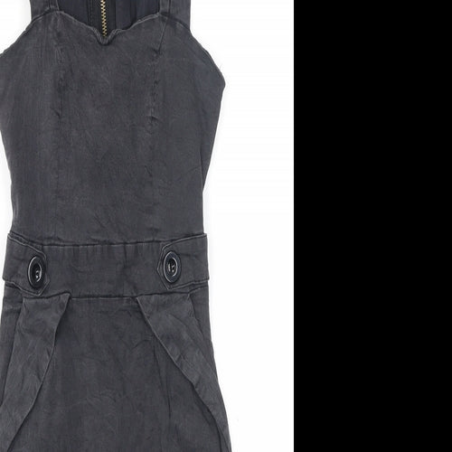 Apricot Womens Black Polyester A-Line Size XS Square Neck Zip