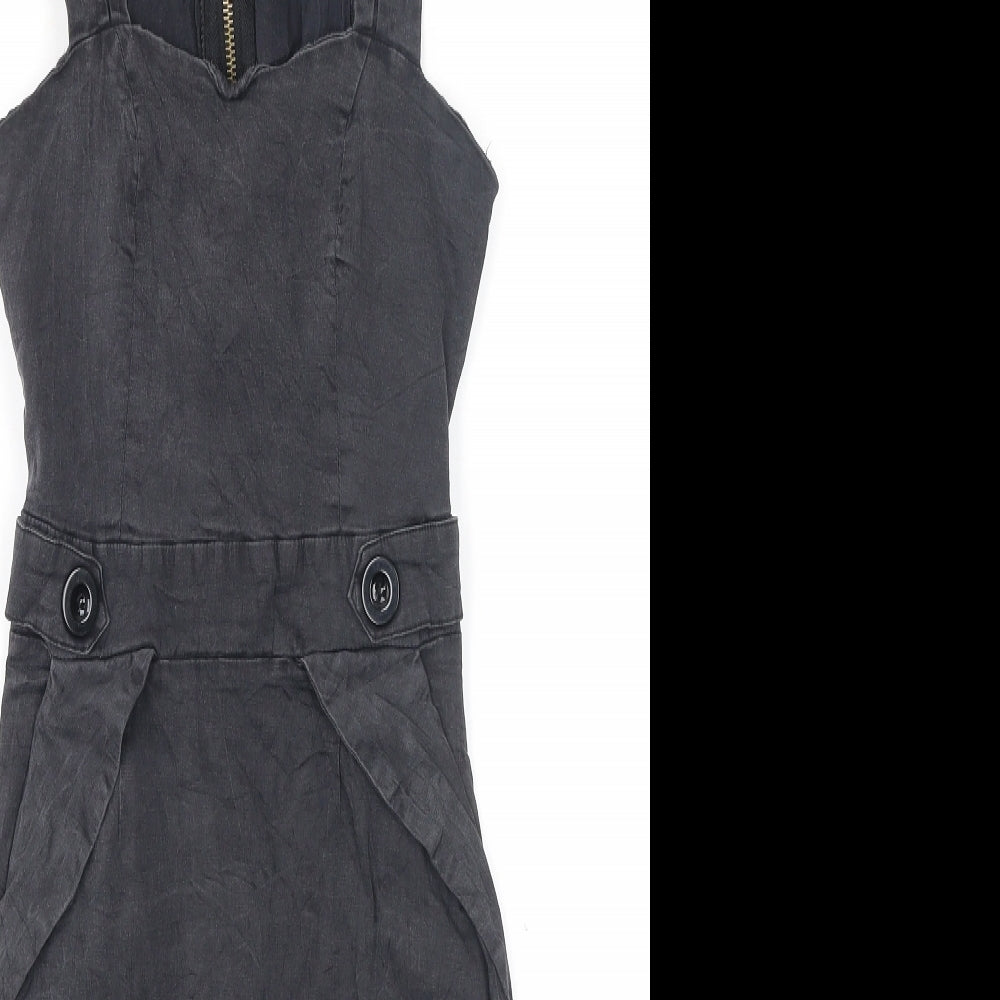 Apricot Womens Black Polyester A-Line Size XS Square Neck Zip