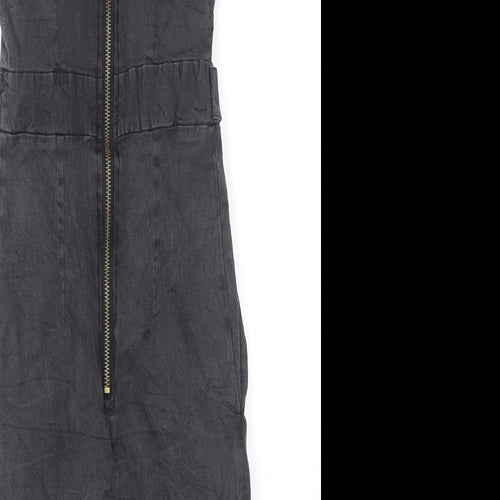 Apricot Womens Black Polyester A-Line Size XS Square Neck Zip