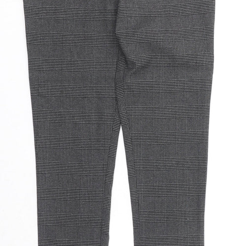 Dorothy Perkins Womens Black Check Viscose Trousers Size 8 Regular Zip