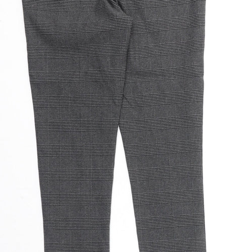 Dorothy Perkins Womens Black Check Viscose Trousers Size 8 Regular Zip