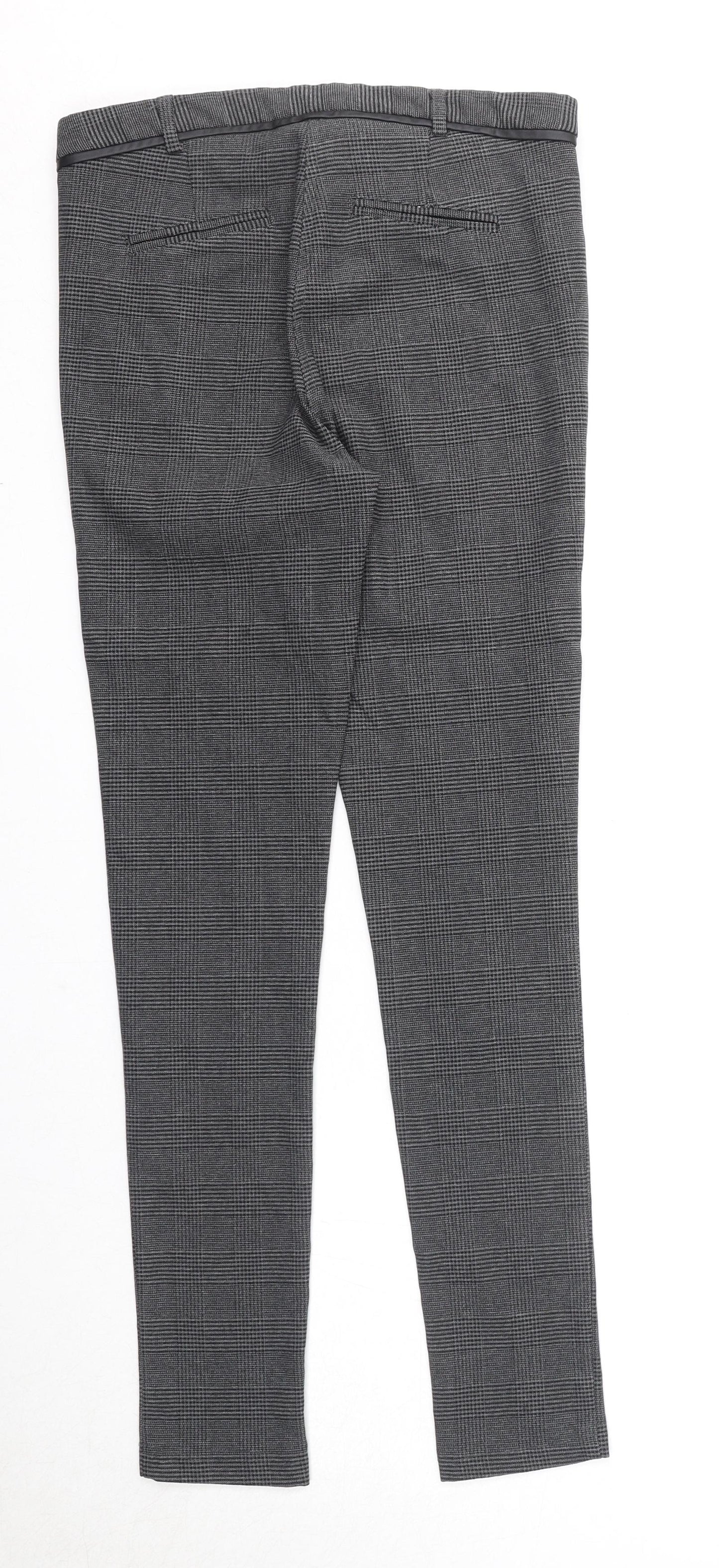 Dorothy Perkins Womens Black Check Viscose Trousers Size 8 Regular Zip