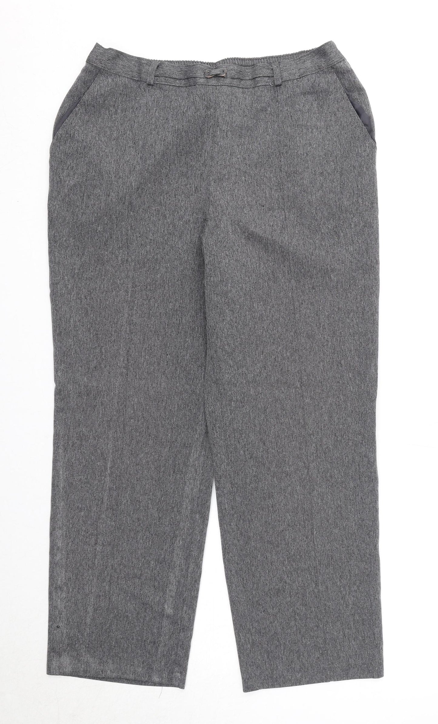 Marks and Spencer Womens Grey Polyester Trousers Size 14 Regular