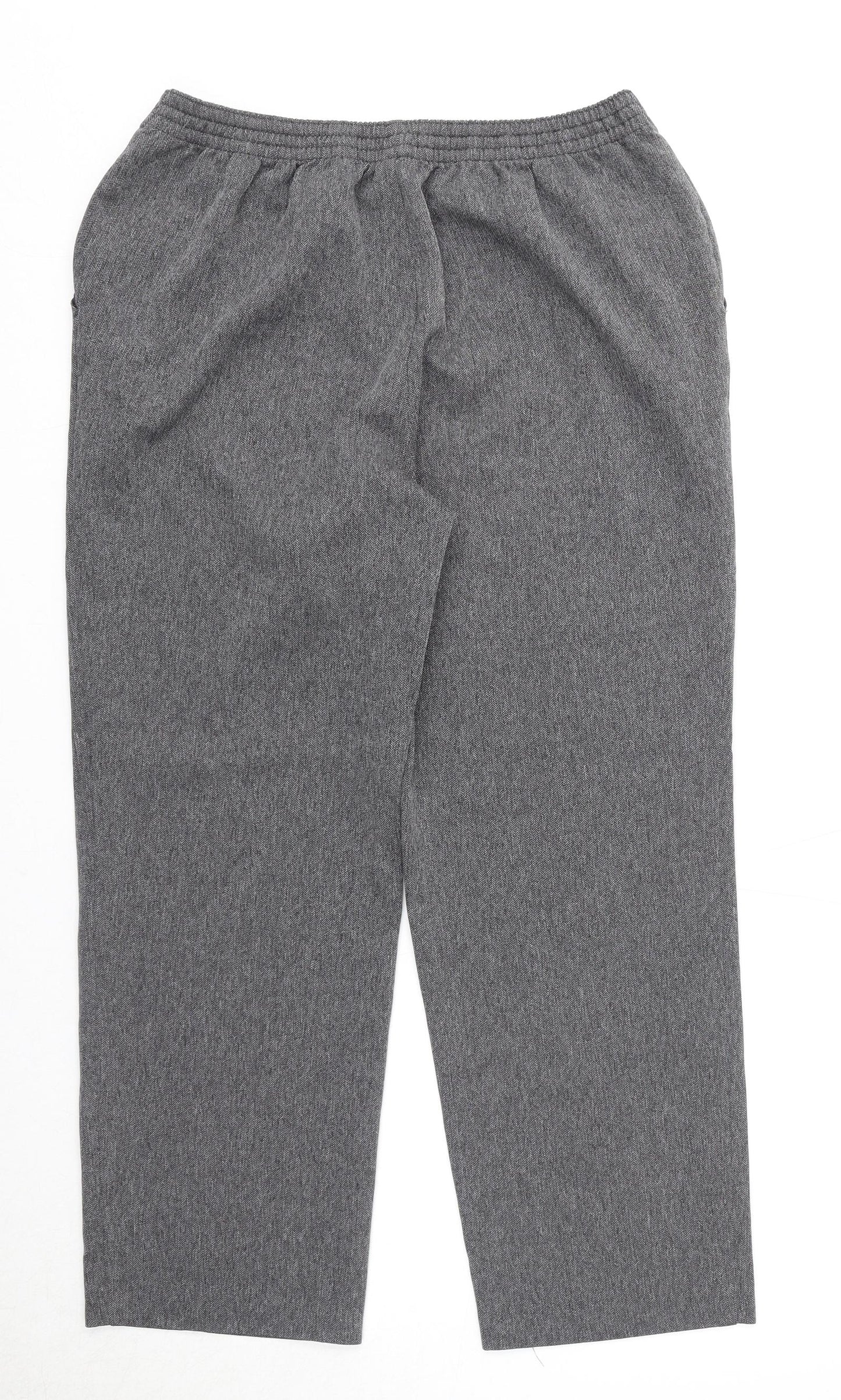 Marks and Spencer Womens Grey Polyester Trousers Size 14 Regular