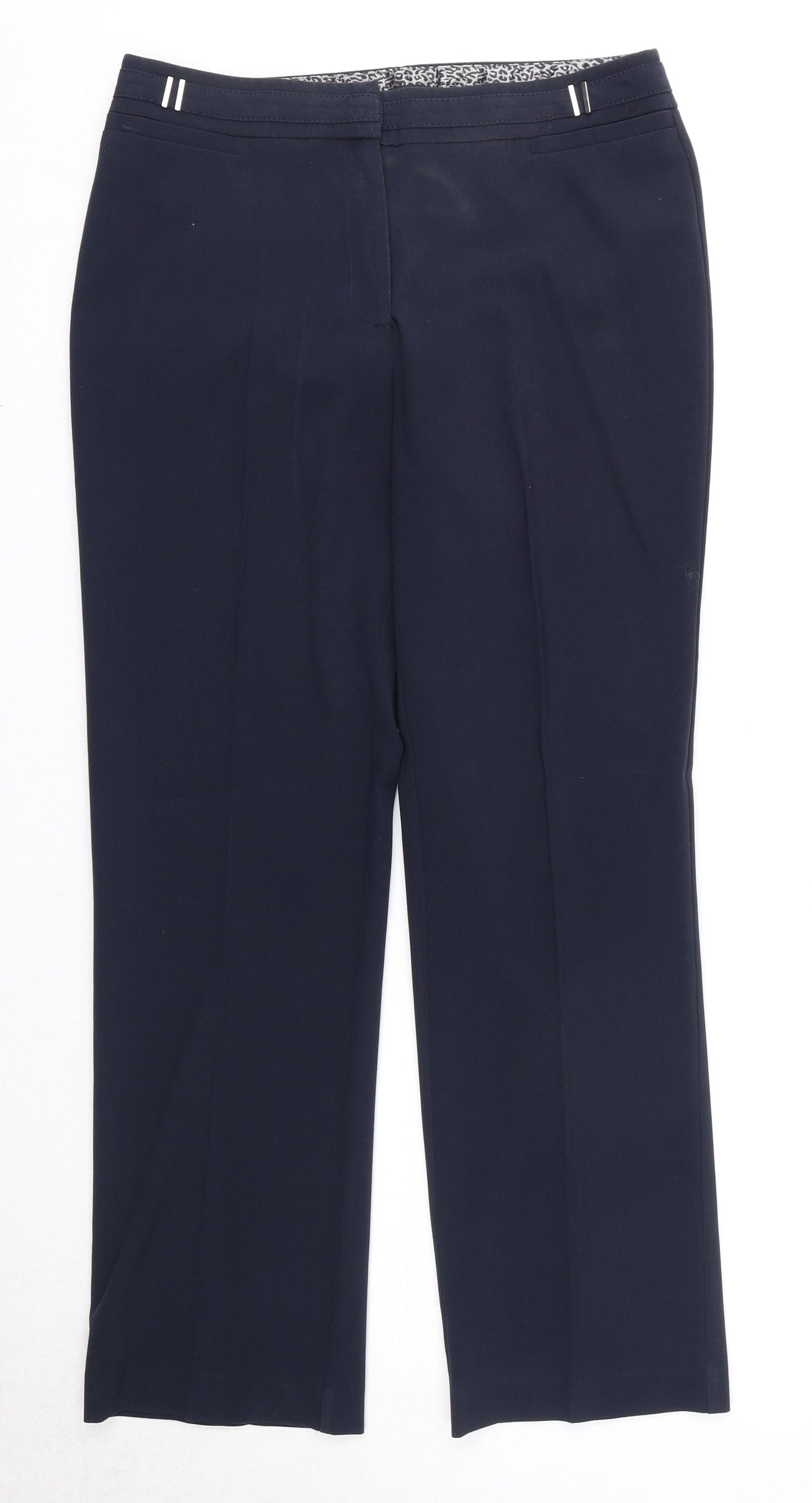 M&Co Womens Blue Polyester Trousers Size 10 Regular Zip