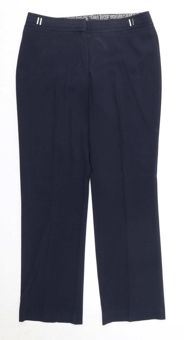 M&Co Womens Blue Polyester Trousers Size 10 Regular Zip
