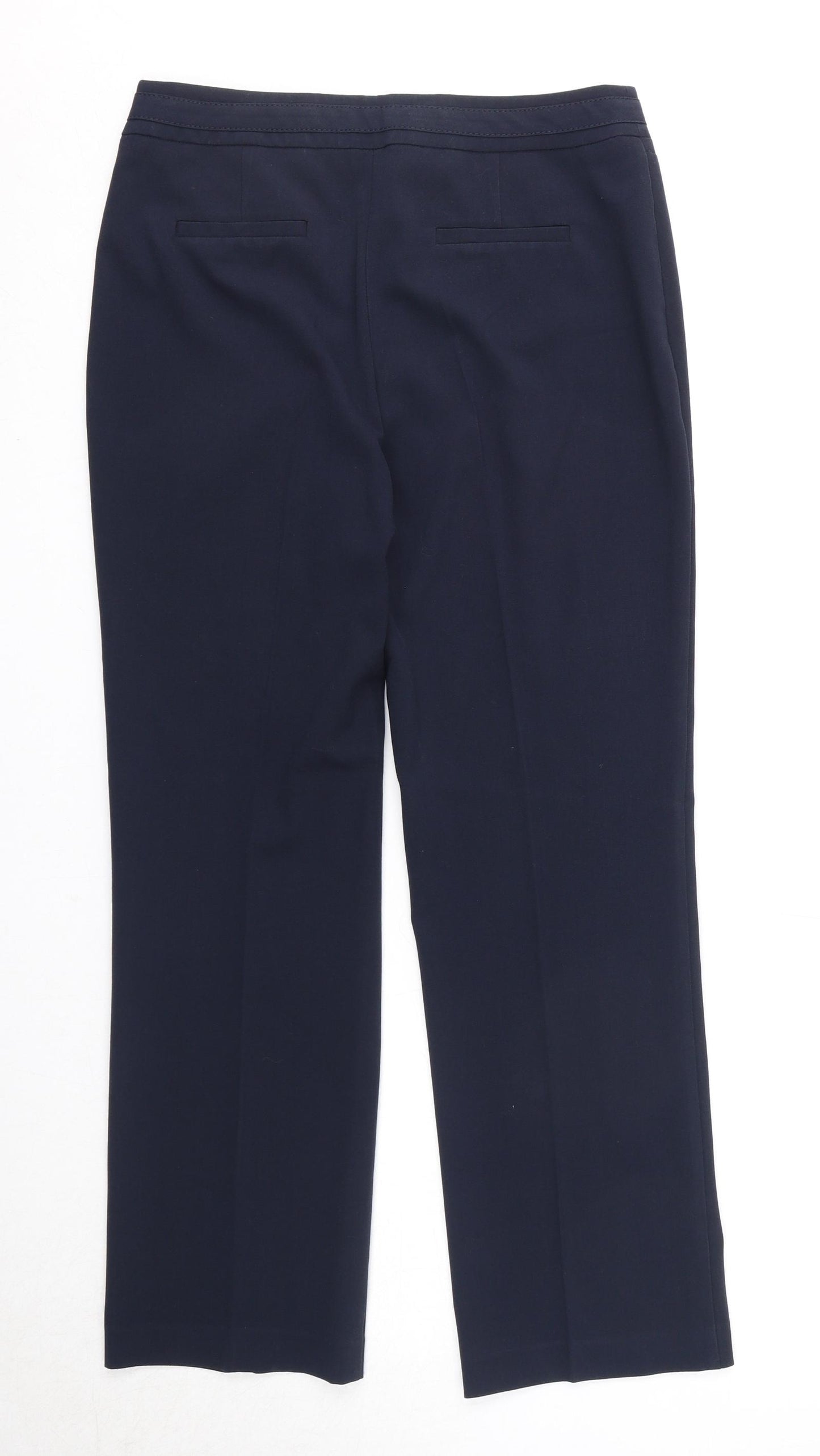 M&Co Womens Blue Polyester Trousers Size 10 Regular Zip