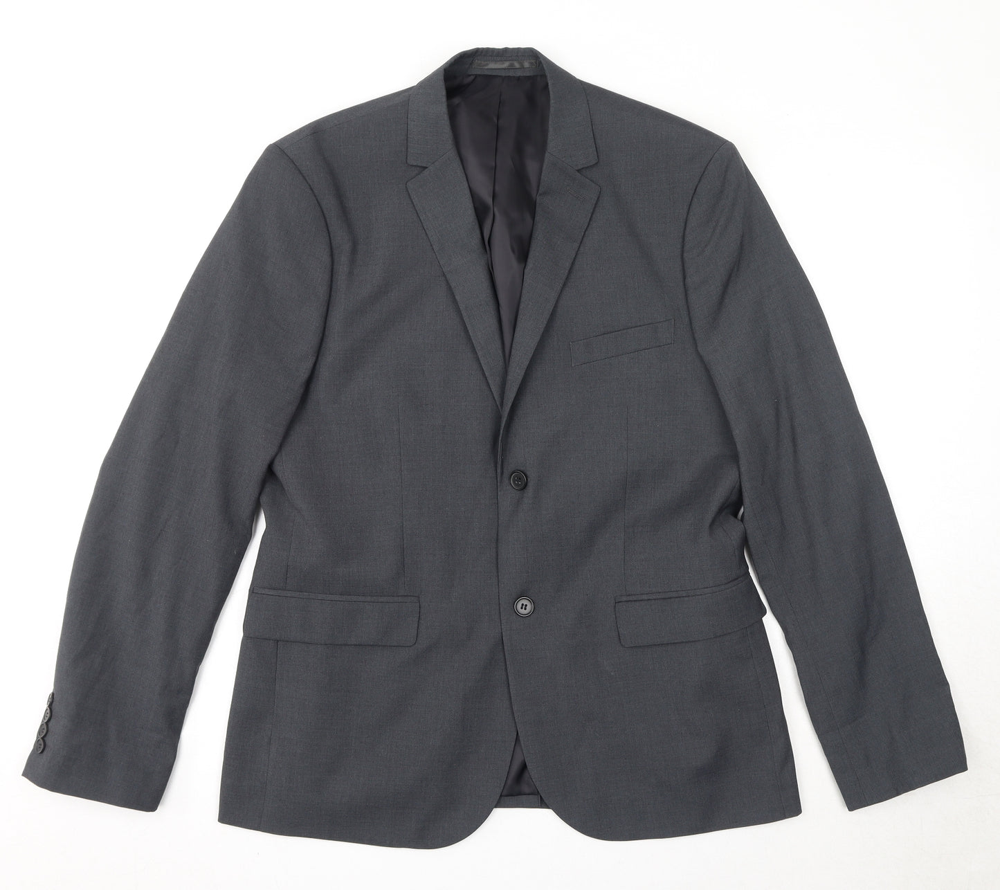 H&M Mens Grey Polyester Jacket Suit Jacket Size 52 Regular