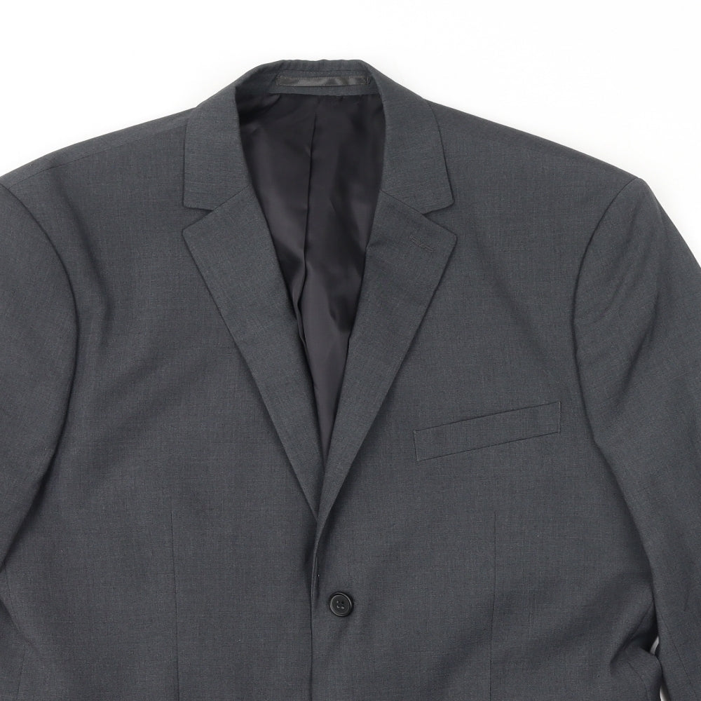 H&M Mens Grey Polyester Jacket Suit Jacket Size 52 Regular