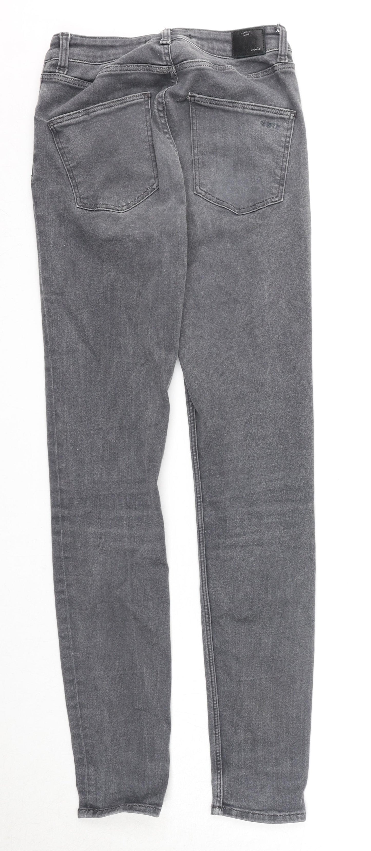 Zara Womens Grey Cotton Skinny Jeans Size 10 Regular Zip