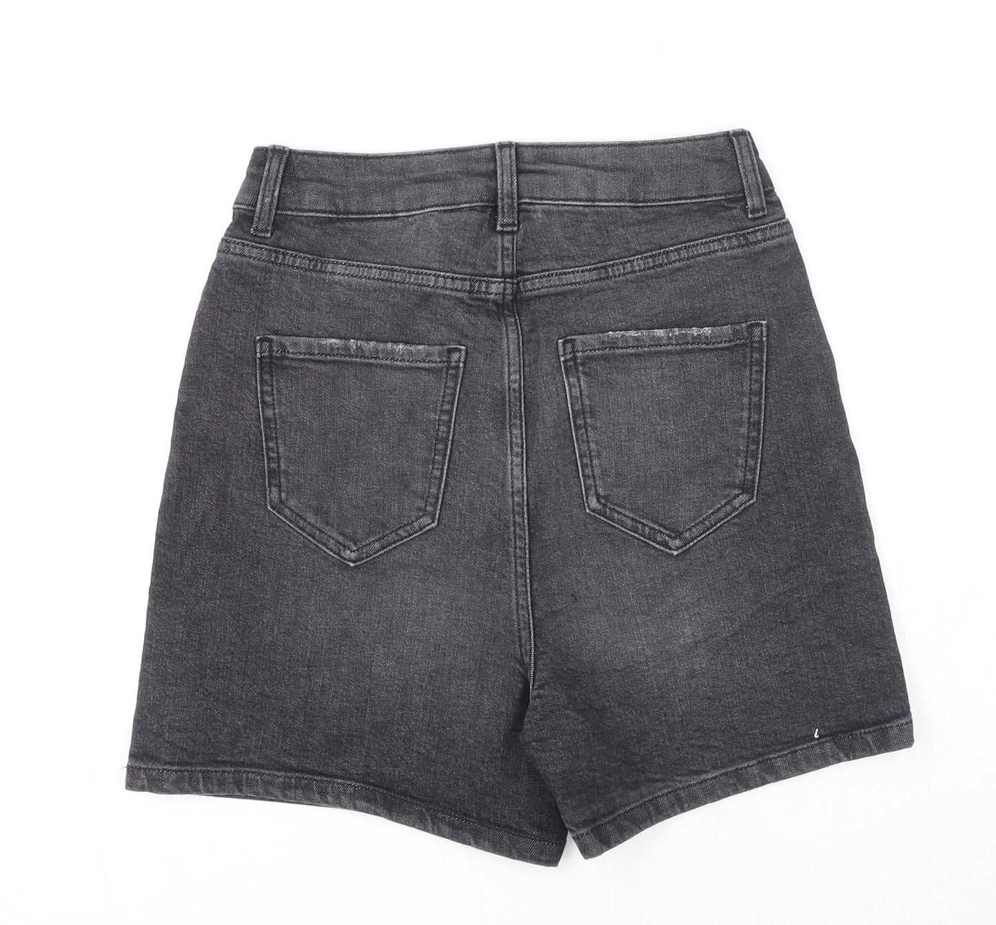Marks and Spencer Womens Grey Cotton Mom Shorts Size 6 Regular Zip