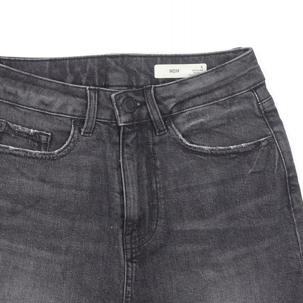 Marks and Spencer Womens Grey Cotton Mom Shorts Size 6 Regular Zip