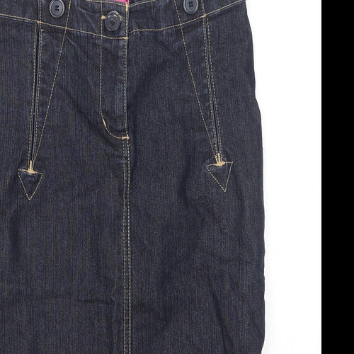 Falmer Womens Blue Cotton Straight & Pencil Skirt Size 8 Zip