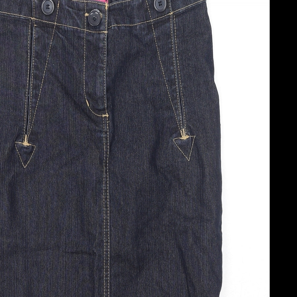 Falmer Womens Blue Cotton Straight & Pencil Skirt Size 8 Zip