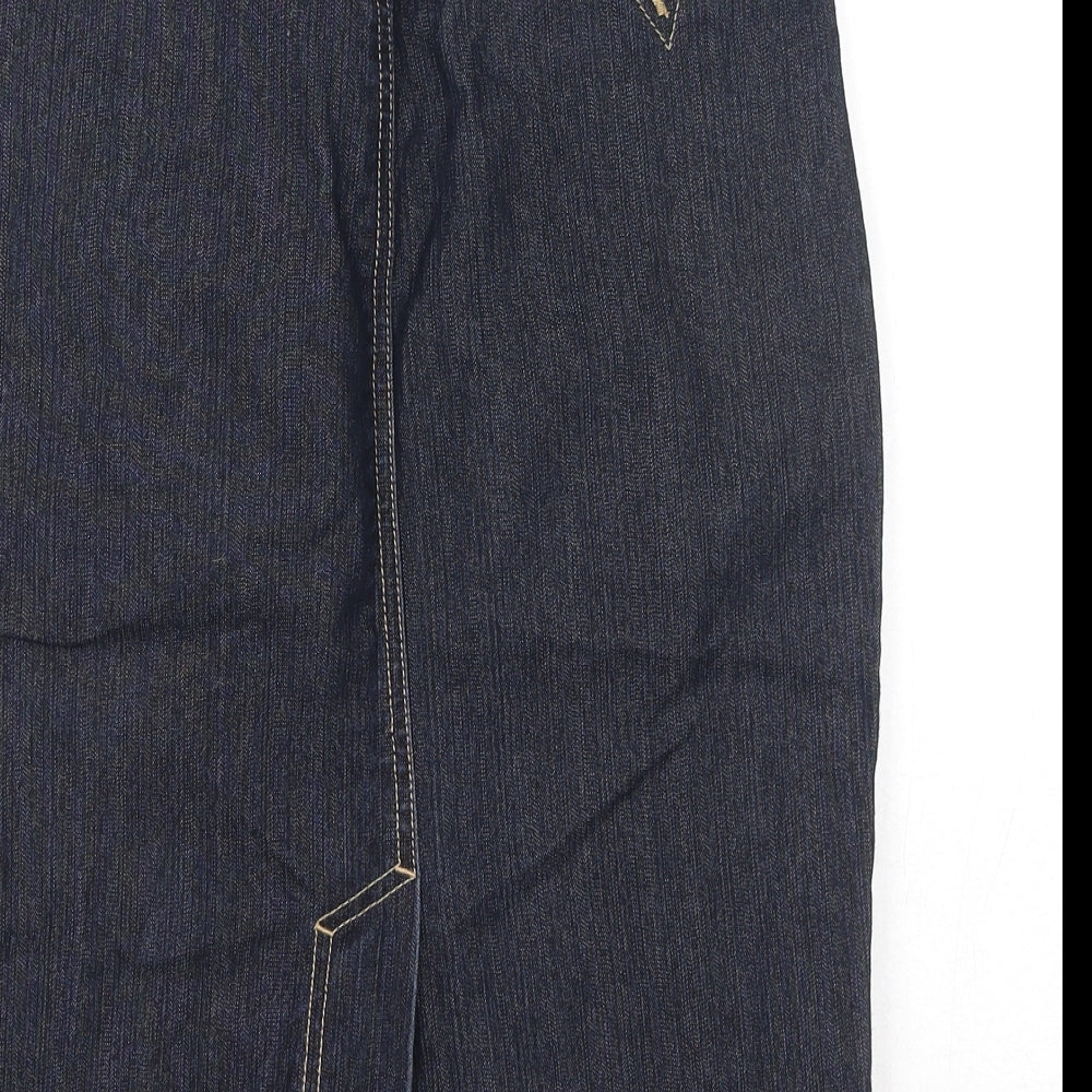 Falmer Womens Blue Cotton Straight & Pencil Skirt Size 8 Zip