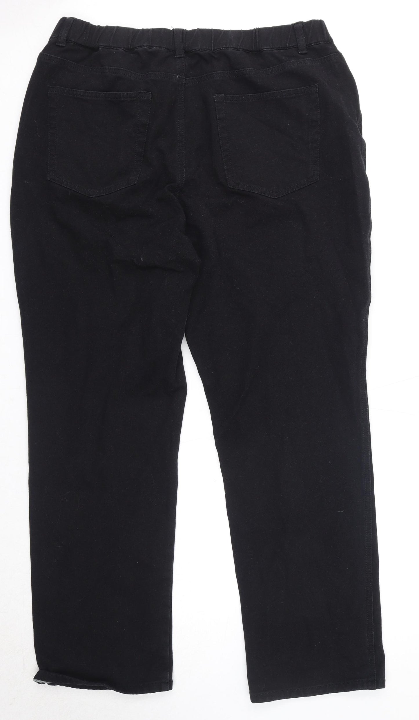 Dream Jeans Womens Black Cotton Straight Jeans Size L Regular Zip - Short Leg