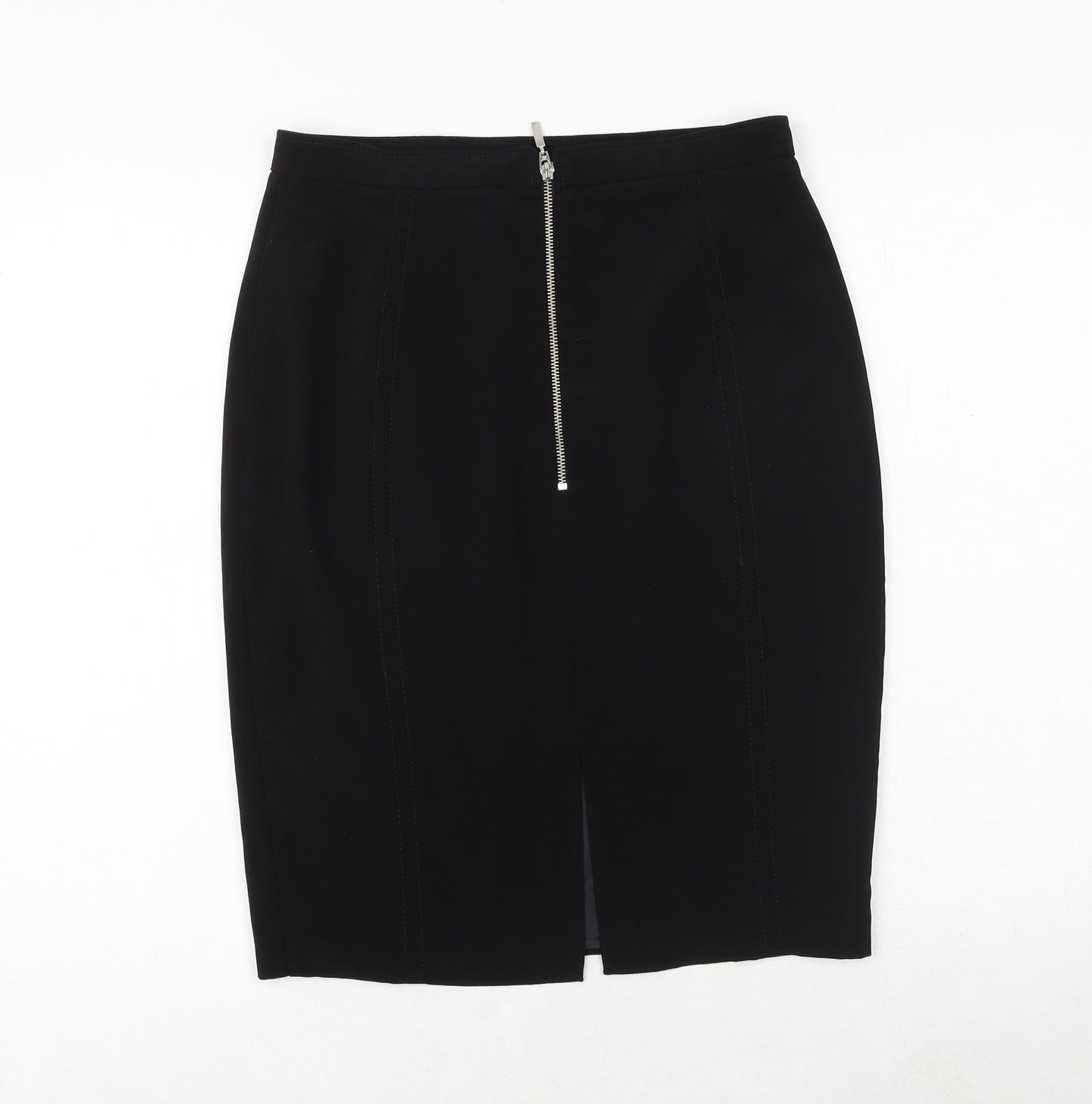 Marks and Spencer Womens Black Polyester A-Line Skirt Size 12 Zip