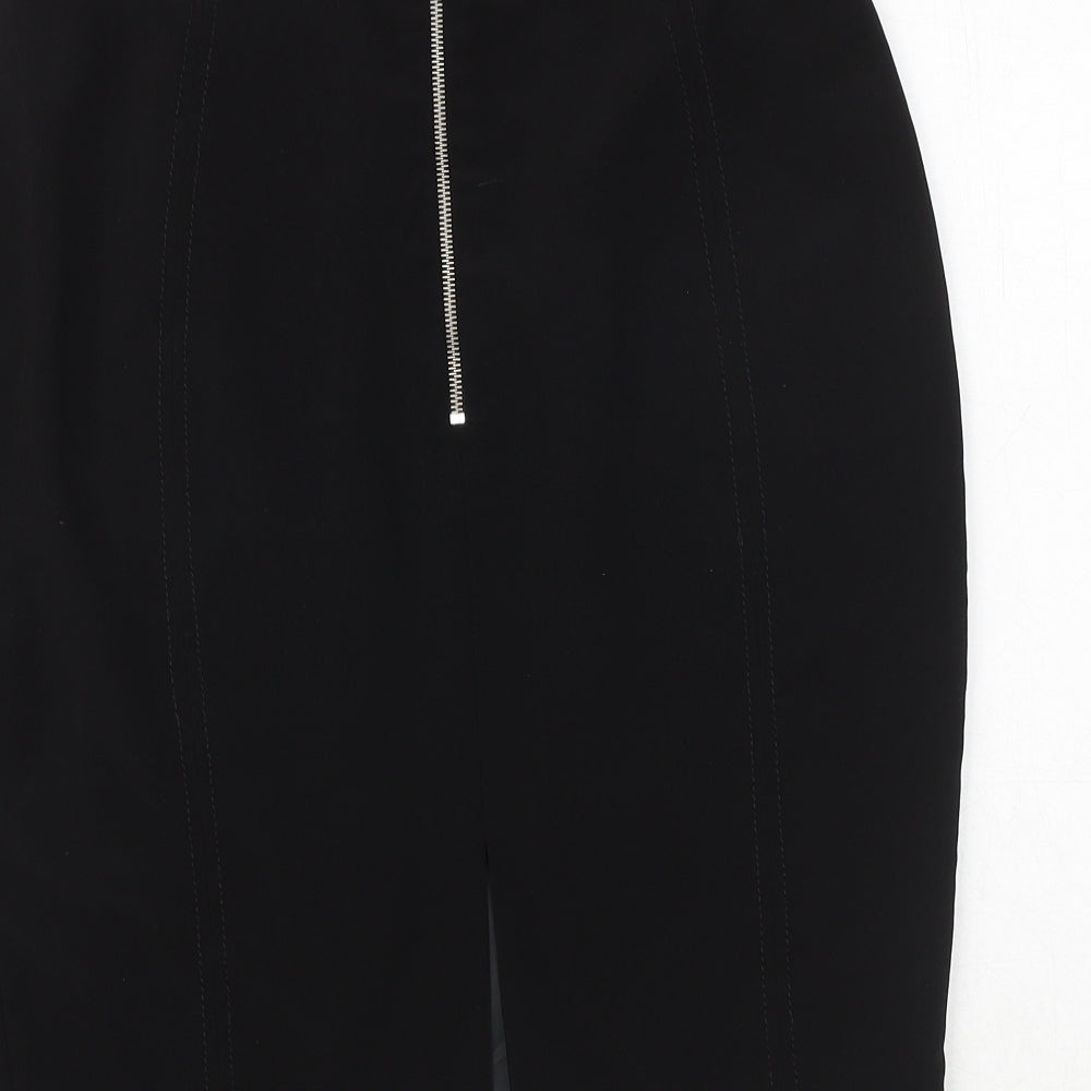 Marks and Spencer Womens Black Polyester A-Line Skirt Size 12 Zip