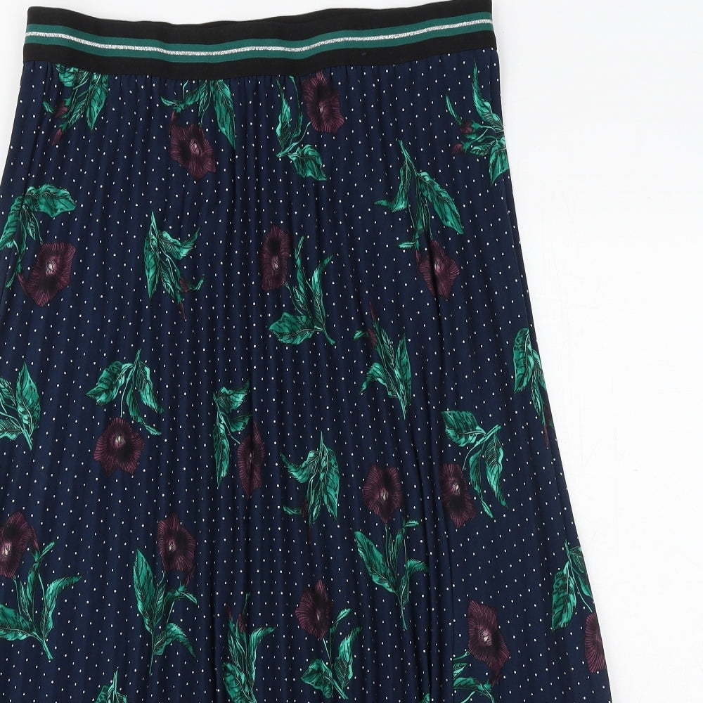 Marks and Spencer Womens Blue Floral Polyester Swing Skirt Size 16