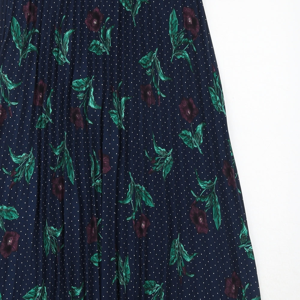 Marks and Spencer Womens Blue Floral Polyester Swing Skirt Size 16