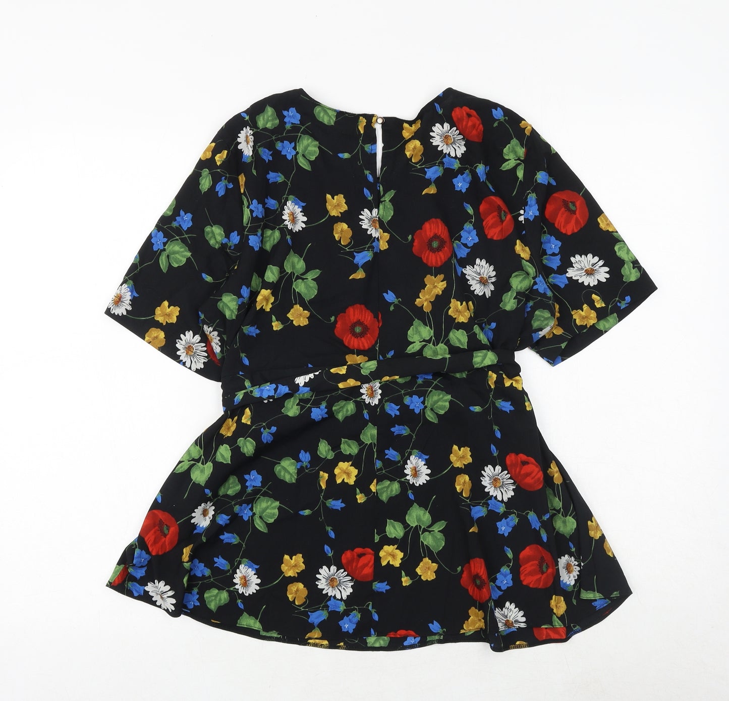 Dorothy Perkins Womens Black Floral Polyester Basic Tank Size 12 Round Neck